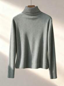 Franclia New Thickened Versatile Crew Neck Long Sleeve Women T-Shirt, Winter - Light Grey - View 2