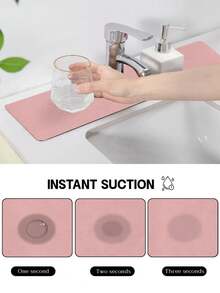 Absorbent Kitchen Sink Mat Non Slip Countertop Pad Heat Resistant Water Drip Mat Durable Dirt Resistant Faucet Mat Practical Draining Mat For Bathroom Vanity Kitchen Counter Home Daily Use - Pink - View 7