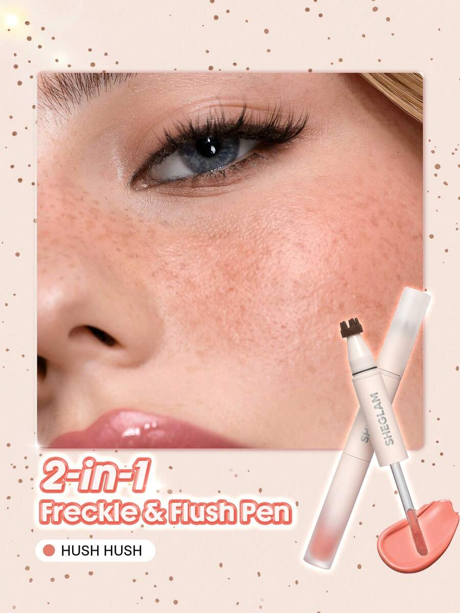 SHEGLAM Sunspell Freckle & Flush Pen-Hush Hush Stamp Freckle Pen Tint Liquid Blush Smooth Long-Lasting Smudge-Proof Sweat-Proof Multi-Use Combo - Hush Hush - View 1