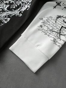 ROMWE MEN Men's Colorblock Gothic Print T-Shirt - Black - View 6