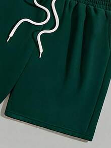 Sorvial Men's Casual Striped Print T-Shirt Set, Simple Daily Wear - Green - View 7