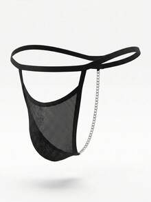 DrisQ DrisQ 1pc Men's Sexy Black Hollow Mesh Chain T-Back Underwear, Fashion Charm - Black - View 1