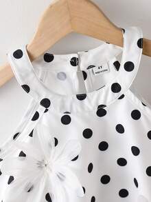 SHEIN 度假季 4-7 歲女童 扶桑花海灘夏季時尚掛脖短褲 2 件套 - 白色 - 查看 5