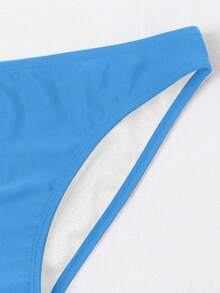 Swim Basics Women's Summer Beach Solid Color Casual Bikini Bottoms - Breezy Blue - View 5