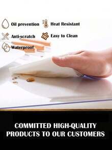 1pc 0.8mm PVC Clear Table Protector, Waterproof Heat Resistant Transparent Desk Mat For Office Nightstand Side Table - Transparent - View 6