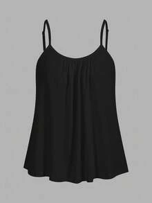 SHEIN EZwear 3件組 女款抓皺寬鬆吊帶背心上衣，可調節肩帶，適合春夏季 - 彩色 - 查看 7