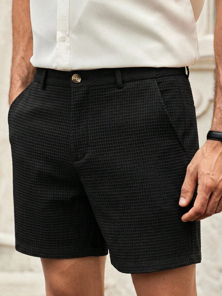 HIMLAND Men's Solid Color Pocket Casual Versatile Shorts