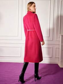 MOTF PREMIUM Abrigo con cinturón con lazo mezcla de lana - Rosa Fucsia - Ver 2