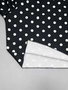 EMERY ROSE Women's Summer Casual Polka Dot Print T-Shirt And Shorts 2 Pieces Set - Black and White - View 3