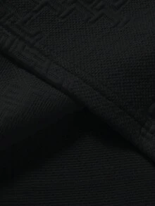 Manfinity Homme Men's Knitted Jacquard Solid Color Textured Collar & Cuff Ribbed T-Shirt - Black - View 6