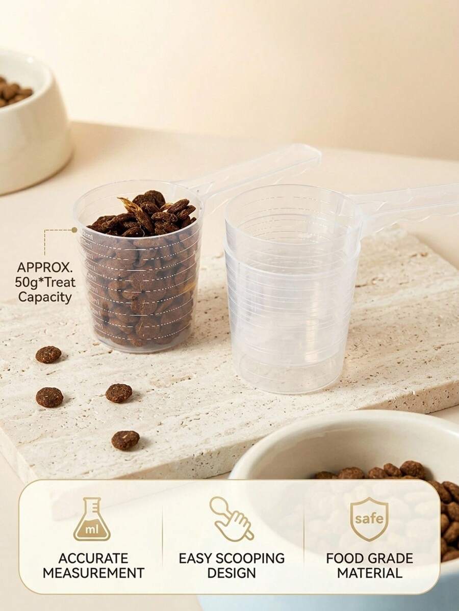 PETSIN 50克/3.38盎司塑料量杯，多用途宠物食品勺，带刻度，适用于粉末和液体，透明 - 50ml - 查看 1