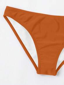 Swim Basics Solid Color Beach Vacation Swimwear Bottoms - Khaki - View 5