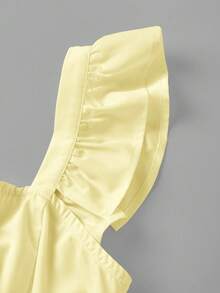 SHEIN MOD Women's Sweet Fashion Lace Multi-Layer Hem Elegant Blouse - Light Yellow - View 6