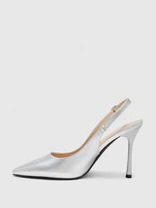 CUCCOO BIZCHIC Women's Pointed Toe Buckle Design Fashion High Heel Sandals For Daily Wear Summer Shoes - Silver - View 5