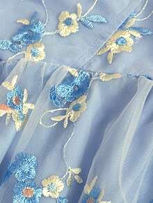 SHEIN MOD Women's Fashionable Elegant Off-Shoulder Embroidered Mini Dress,Dresses For Women Summer - Baby Blue - View 7