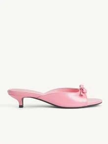 CUCCOO CHICEST Dép lê hở mũi phong cách Pháp thanh lịch, thoải mái, đa năng, gót thấp kitten heel thắt nơ, kiểu quý cô, đi trong nhà/đi làm - Màu Hồng  Dưa hấu - Xem 3