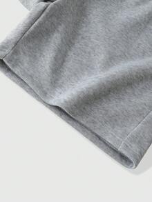 ROMWE MEN Pantalones cortos casuales holgados con cintura con cordón y bordado de letras para hombres - Gris - View 7