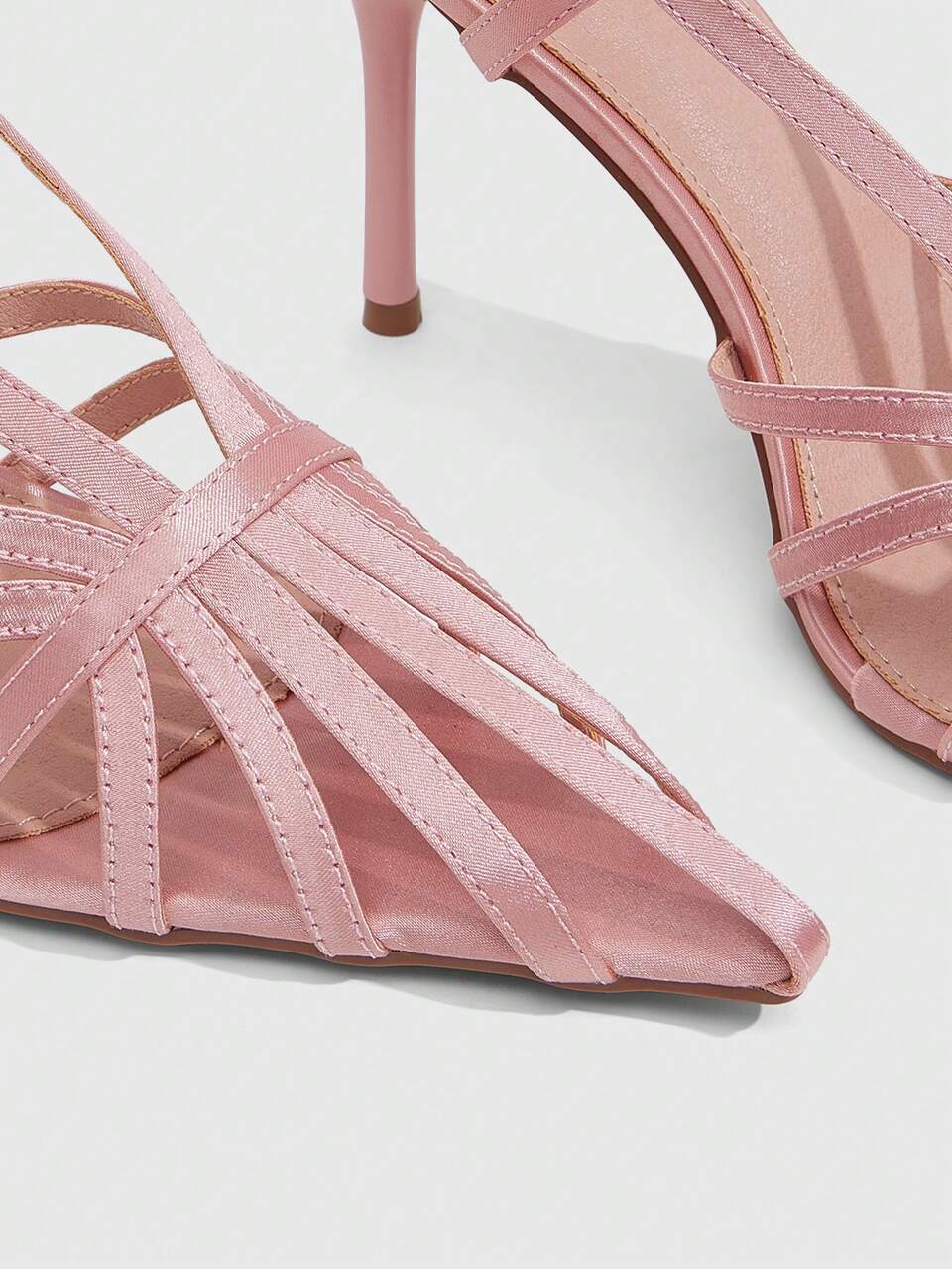 CUCCOO SZL Outdoor Women's Pointed Satin Strip Fabric Fashion Breathable And Comfortable Daily Party Banquet Buckle Sandals Fall Shoes