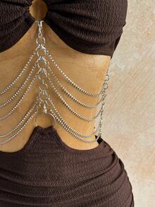 Soleia Women's Sexy Chain Decor Backless Halter Neck Mini Dress For Summer Beach Night Out Dark Brown - Brown - View 5
