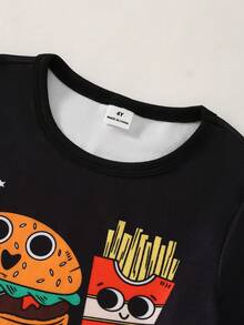 SHEIN 男童酷時尚休閒日常舒適親膚柔軟針織高彈力貼身布料紅藍卡通英雄印花圓領短袖上衣搭配短褲睡衣套裝居家服 2件組 - 彩色 - 查看 3