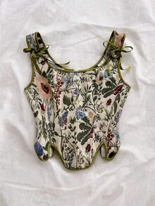 Soleia 女款春夏度假多色復古繫帶式胸衣上衣，適用於派對、聖誕節、情人節、約會、海灘、郵輪、嘉年華、復活節、農曆新年 - 紫色 - 查看 5