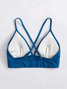 Swim Basics 女款素色極簡日常交叉設計泳衣上衣 - 水鴨藍 - 查看 2