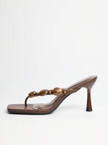 MUSERA Perspex Asymmetric Wedged Sandals Spring Summer Holiday Ibizia Festival Tropic Vacation Desiree - Coffee Brown - View 3