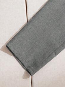 SHEIN LMoss Kids 兒童青少年男孩休閒寬鬆純色 Polo 衫與長褲 2 件套 - 灰色 - 查看 8