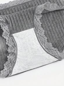 Bralution 7条/包 多色基础款蕾丝拼接弹力舒适简约日常女士内裤 - 彩色 - 查看 8