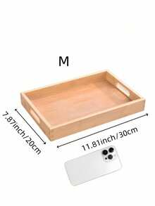 1pc Bamboo & Wood Platter In Various Sizes, Rectangular Tea Tray For Wooden Kungfu Tea Set, Cup Tray, Japanese Wooden Bread Plate, Serving Platter,Kitchen,Christmas Gift - Beige - View 11