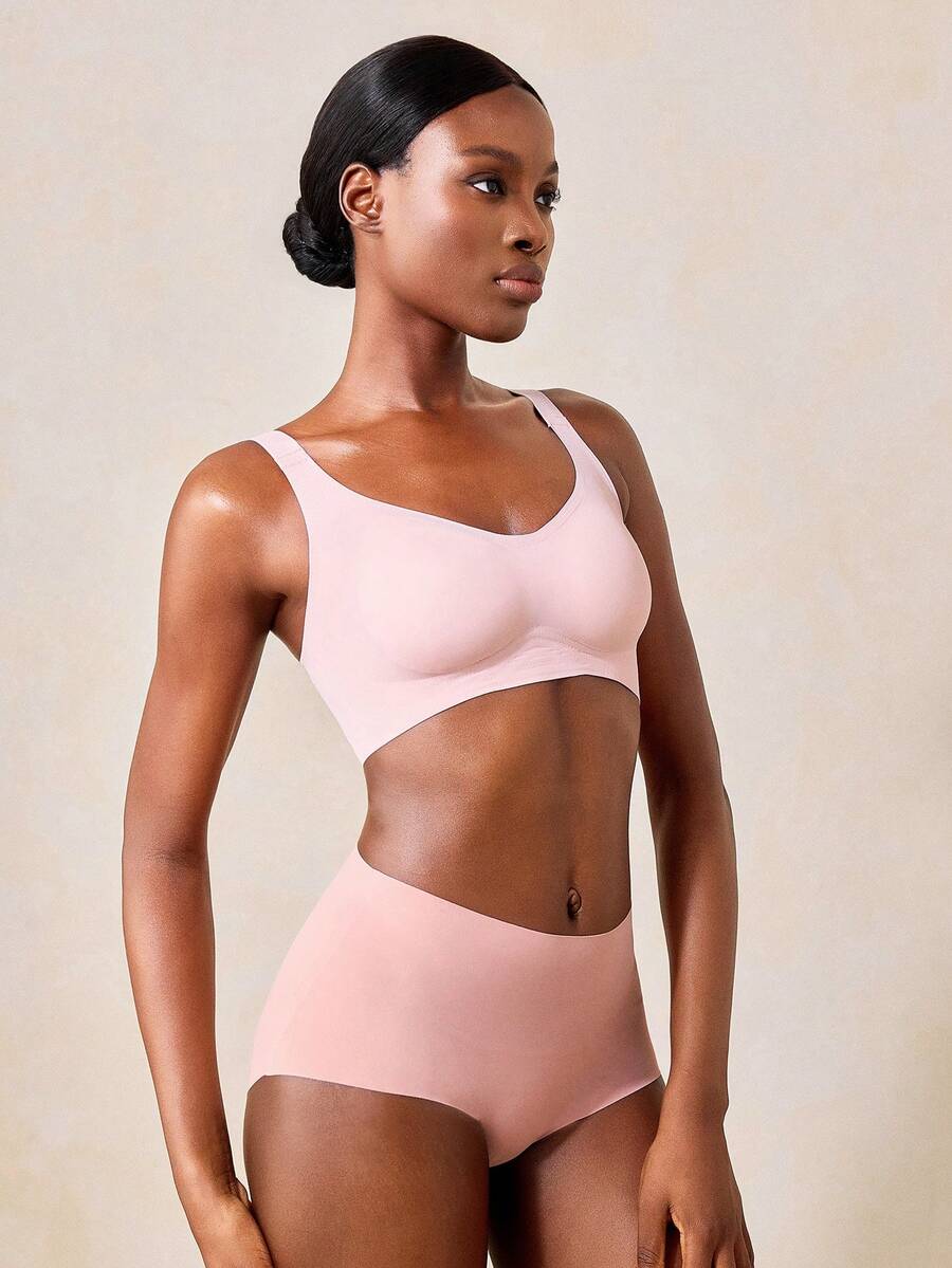 Veilyse Seamless Backless Wireless Thin Adjustable Strap Bra, Lingerie