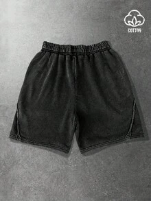 PAVTROS Men's Summer Casual Letter Embroidery Shorts - Black - View 3