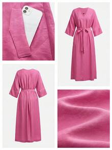 Maija Women's Solid Color Mid-Length Casual Tropical Vacation Dress Vacation Magenta Autumn Vacations,Break,Valentine's Day Party Graduation - Purple - View 7