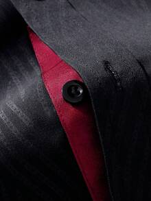 Manfinity Mode 男士時尚休閒商務通勤立領鈕扣短袖襯衫，男士正式襯衫。適合日常穿著、通勤上班、外出、派對，可搭配西裝褲或西裝套裝參加派對、婚禮、蜜月場景。可作為禮物送給兒子、丈夫、男朋友、父親，秋季緞面男士襯衫商務休閒男士襯衫男士襯衫上衣男士奢華襯衫黑色正裝襯衫 - 黑色 - 查看 6