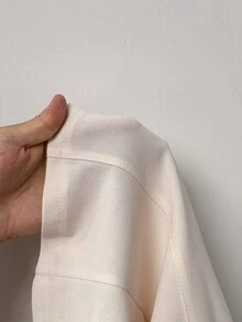 BamGleam Bộ vest gile và chân váy nữ phong cách Âu Mỹ thanh lịch cao cấp, cổ ve lớn, đính cúc - Màu be - Xem 9