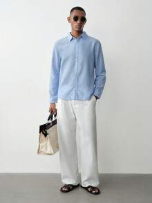 MENRIVO 男士春夏长袖衬衫 Manfinity CasualCool 男士纯色休闲长袖衬衫 男士纽扣衬衫 男士纹理衬衫 男士透气衬衫 男士休闲衬衫 沙滩男士衬衫 波西米亚风男士衬衫 男士衬衫 浅蓝色男士衬衫 礼仪 - 淺藍色 - 查看 2