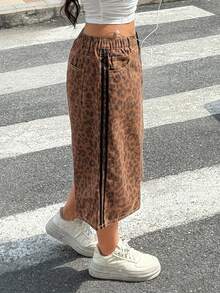 Jeanoix Y2K Große Größen Denim Jeans, Amerikanische Retro Leopardenmuster Denim Jeans, Musikfestival Schulzeit Alltag Reise Denim Jeans - Verschiedenfarbig - Übersicht 5