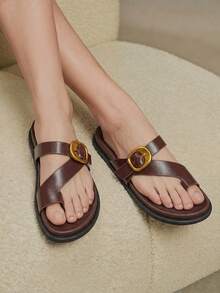 Solecia Dép sandal đi biển nữ thời trang màu đen đế bệt thoải mái cho Giáng sinh và mùa hè - Màu nâu  Mocha - Xem 10