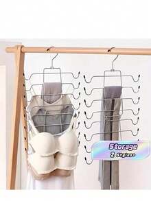 1PC 4/8-Layer Multi-Layer Folding Lingerie Hanger - Space-Saving Camisole Storage Rack, Can Store Clothes, Ties, Etc. For Spa Guest Clothing Storage System, Spa Storage System, Salon Spa Shop. - Silver - View 4