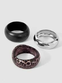 MortiRose Vintage European Style Geometric Resin Bracelet, Wide Acrylic Bangle, Unique & Versatile Design (Color, Texture, And Depth May Vary, Randomly Shipped) - Multicolor - View 3