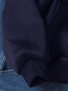 SHEIN Tween女孩秋冬休閒連帽開襟外套 - 藍色 - 查看 7