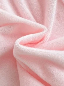 1 Stück Herbst/Winter Plüsch Baby Mädchen Neugeborene Hauskleidung Rosa einseitig Kristall Plüsch süß Rüschen Saum Flügelärmel Rücken Wassertropfen Knopf Design Langarm Fuß Jumpsuit - Pink - Übersicht 5