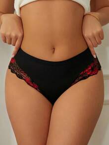 Seduluxe Fashionable Comfortable Lace Patchwork Triangle Panties - Multicolor - View 2