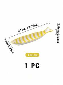 Cirelle 1PC Fish Shaped Ceramic Plates, Striped Porcelain Serving Dish, Cute Animal Snack Tray For Nuts, Candies, Dried Fruits, Mediterranean Style Appetizer Platters - Multicolor - View 9