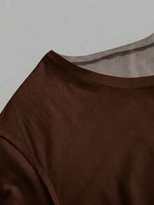 SHEIN EZwear 休閒簡約全身印花落肩短袖寬鬆女款T恤 - 彩色 - 查看 5