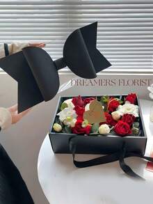 1pc Bowknot Gift Box Set, Durable Plastic & Paper Gift Box With Ribbon Handle, For Gift Wrapping, Floral Packaging, Wedding, Birthday, Valentine's Day, Christmas, New Year, Holiday Party Gift Packaging Supplies - multicolor - View 6