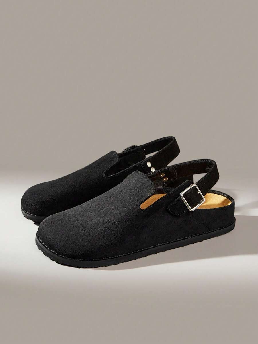 Solecia Women's Vintage-Style Buckle-Fastened, Comfortable, Versatile, Simple-Design Outerwear Flat Mule Slippers. - Normal black - View 1