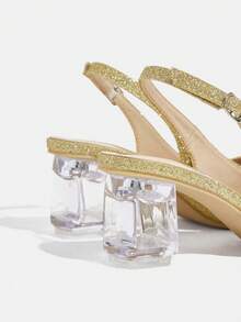 CUCCOO TILAWA Women's Crystal And Glass Rhinestone Pointed Yellow High-Heeled Shoes, Suitable For Going Out, Banquets, Parties And Other Activities - Mustard Yellow - View 4
