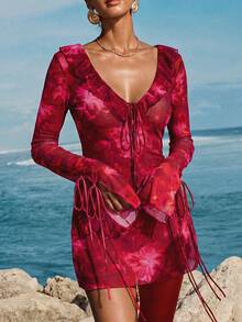 Opulessa Women's Floral Print Ruffle Hem Cover-Up Dress - Multicolor - View 8