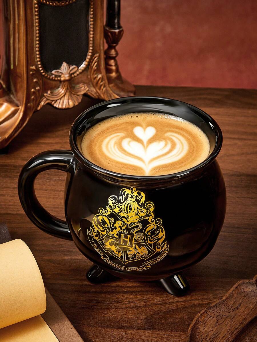 HARRY POTTER X SHEIN 1pc 600ml Magic Boiler Logo Mug, Cold And Heat Resistant, Suitable For Water, Milk, Juice, Coffee, Magic, Hogwarts School - Black - View 1